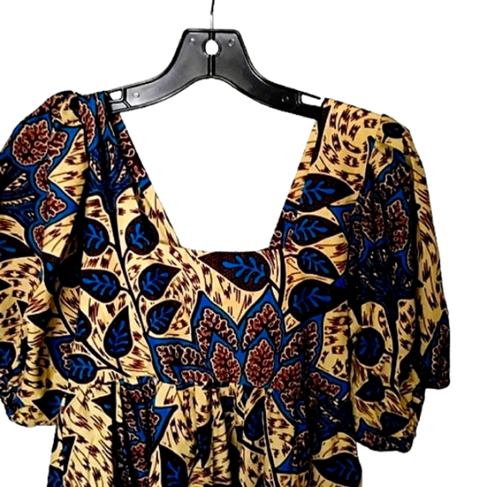 NWT! F&B African Smocked Sundress Puff Sleeves Pockets Maxi Small Resort - Picture 4 of 16